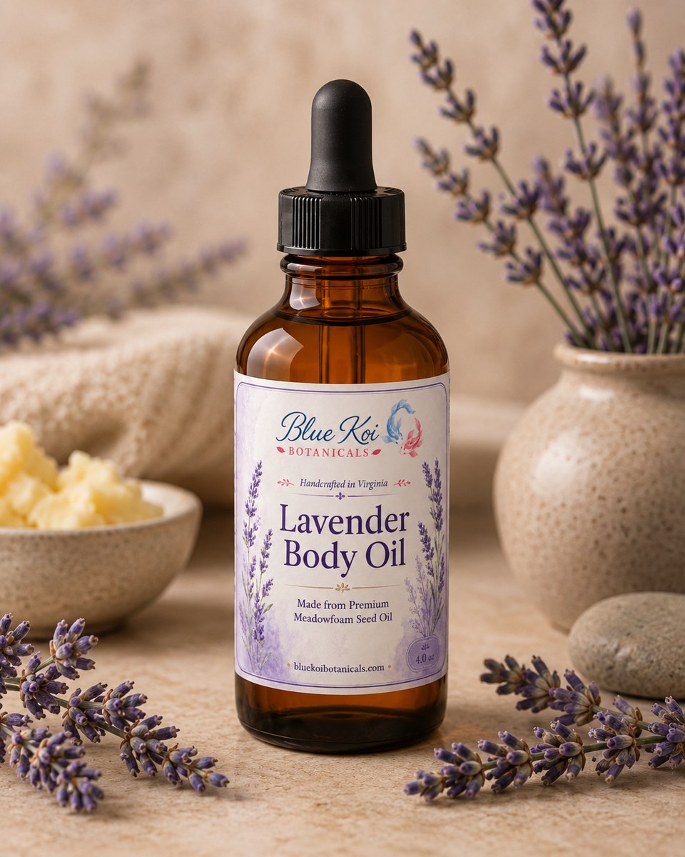 Blue Koi Lavender Body Oil bottle