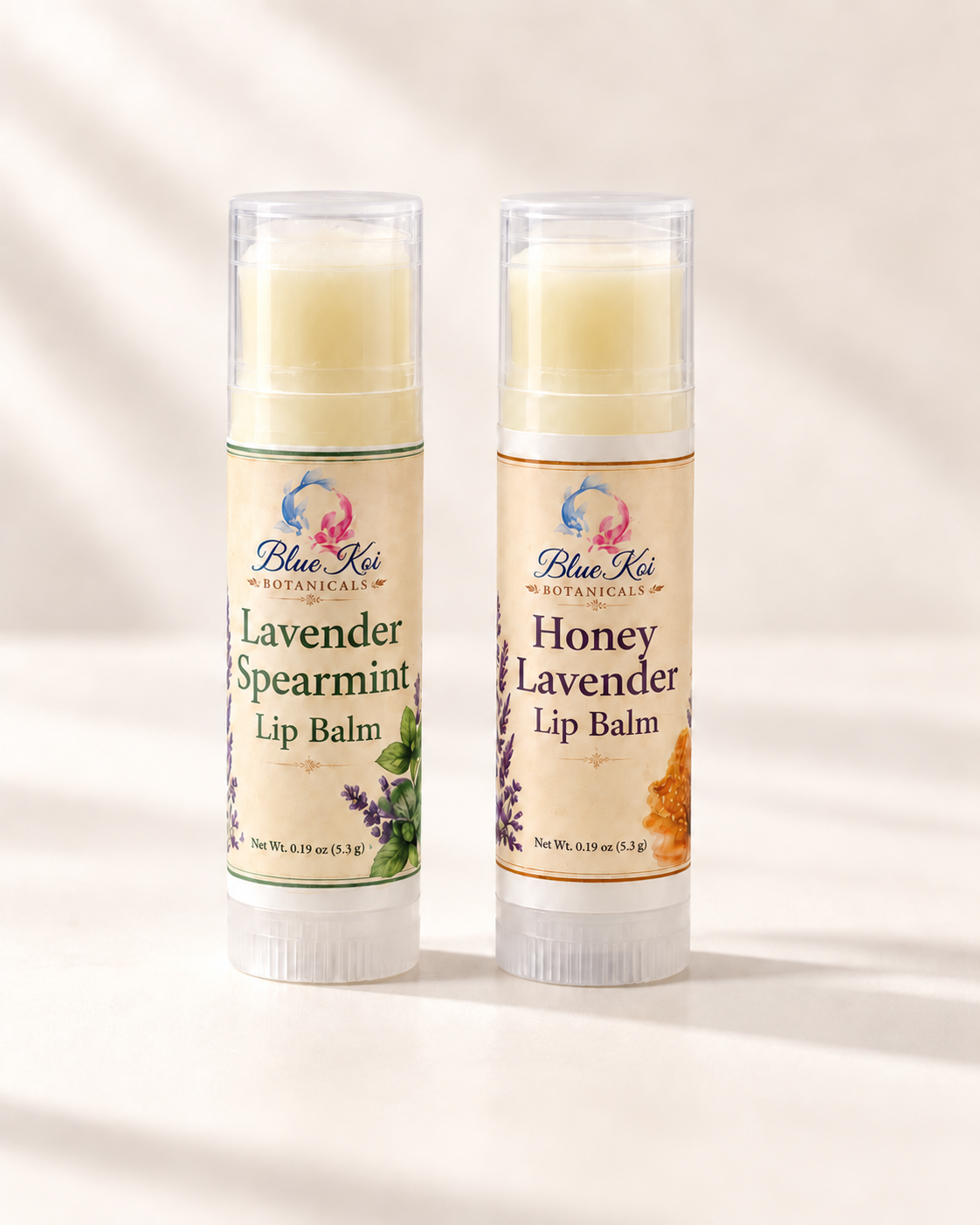Blue Koi Lavender Spearmint and Honey Lavender Lip Balms